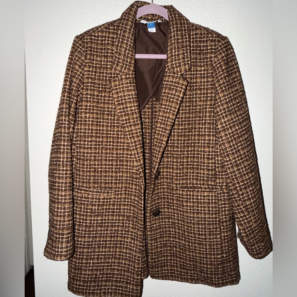 Old Navy Brown Plaid Blazer